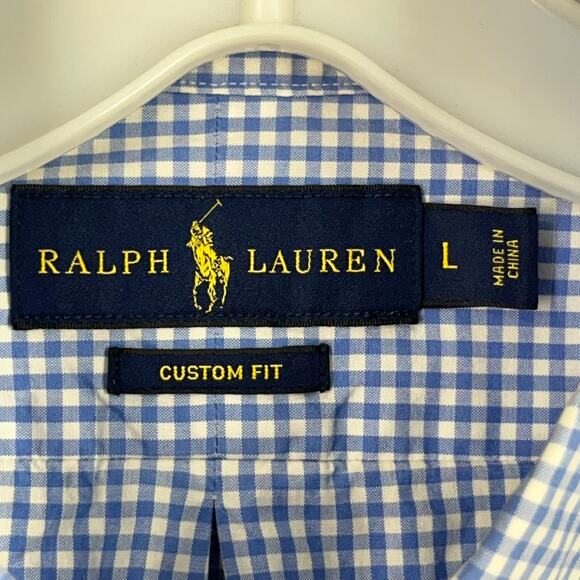 Ralph‎ Lauren Mens Custon Fit Shirt Large Blue Button-Up Oxford Business Casual - Picture 4 of 8